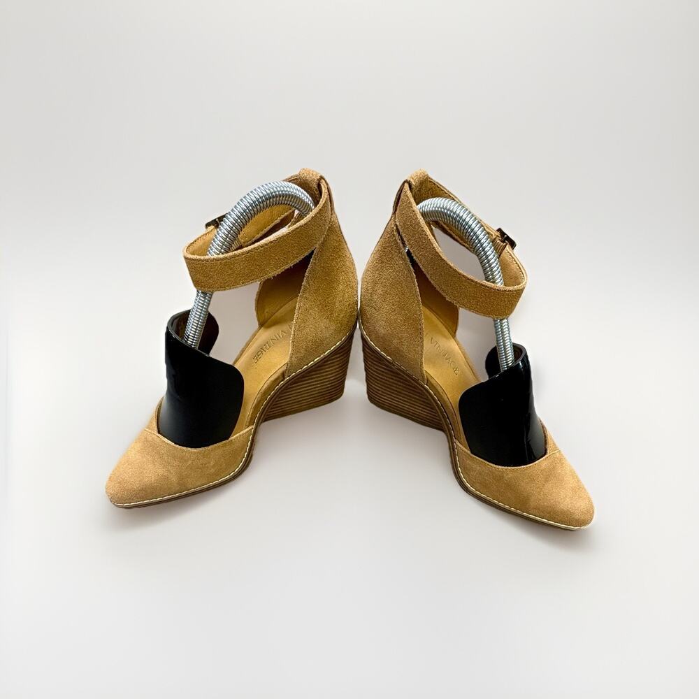 Crown Vintage Women’s Doriss Suede Wedge Pumps Tan Ankle Strap Heels Size 9.5 - Picture 5 of 7